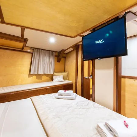 Botel Night In Boat On The River Omis